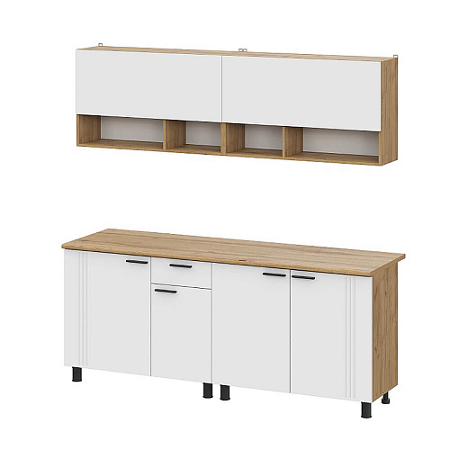 Кухня Монако 2,0 Дуб Золотой/Белый матовый/Дуб Вотан