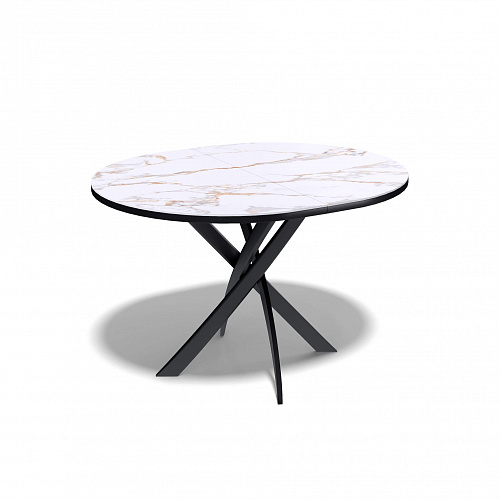 Стол обеденный Kenner R1100s черный/керамика мрамор белый глянец