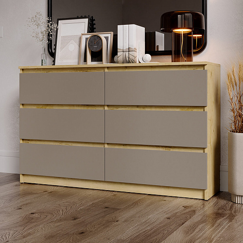 Комод ВЕГА 6Я Дуб Вотан/Мокко