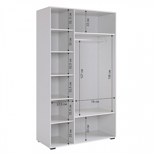 Шкаф трехдверный Ева 105.01 белое дерево/белый матовый