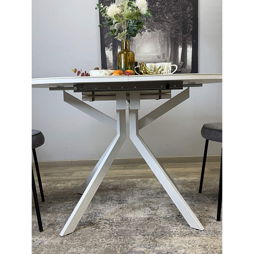 Стол обеденный Kenner DO1200 белый/керамика мрамор белый