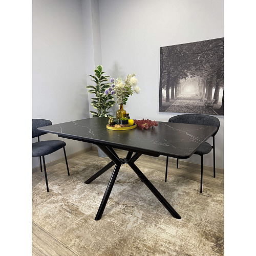 Стол обеденный Kenner DM1550 черный/керамика мрамор черный