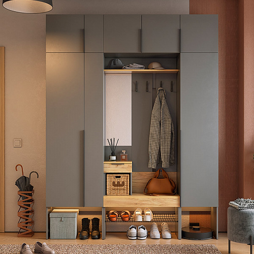 Прихожая Баско К9 графит/дуб крафт золотой