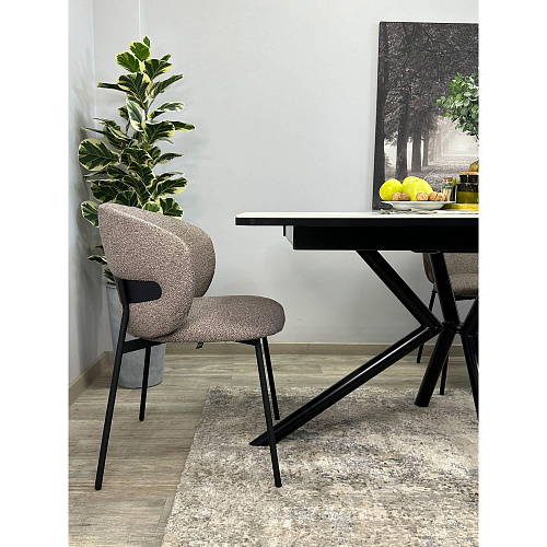 Стол обеденный Kenner DM1400 черный/керамика мрамор золотой