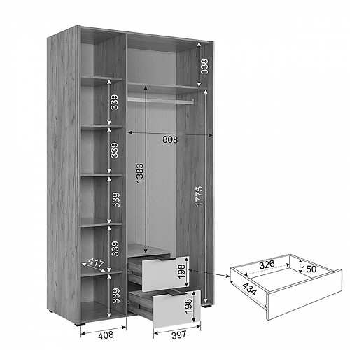 Спальный гарнитур Адам К1 дуб крафт золотой/белое дерево