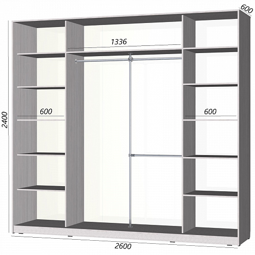 Шкаф-купе Старт 3-дверный МДФ без зеркала 2600 (высота 2400, глубина 600)
