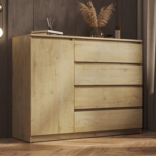 Комод ВЕГА Люкс 1Д-4Я Дуб Вотан