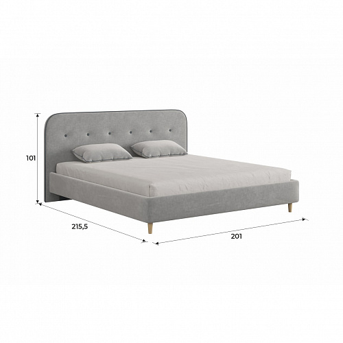 Кровать Лео 180х200 графит/галька (велюр)