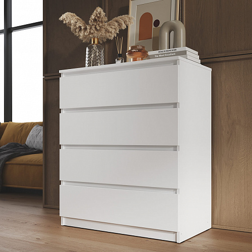 Комод ВЕГА Люкс 4Я Белый гладкий