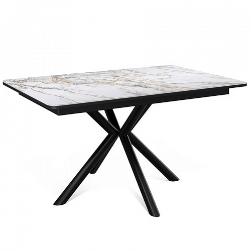 Стол обеденный Kenner DM1400 черный/керамика мрамор золотой