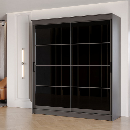 Шкаф-купе ГРАНД 1 2,0 Графит/Лакобель черный