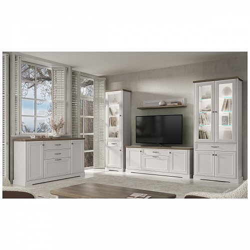 Шкаф с витриной TOSCANA NEW 2V2D1S Персидский жемчуг/Каньон