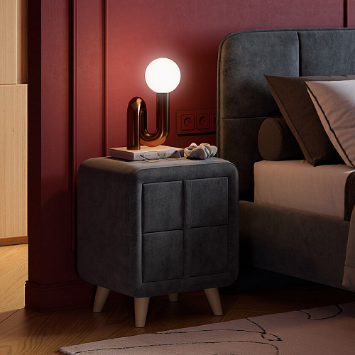Тумба прикроватная Софи 3 грей алькантара (велюр)
