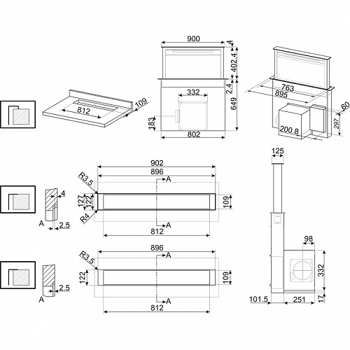 Встраиваемая вытяжка SMEG KDD90CNE2