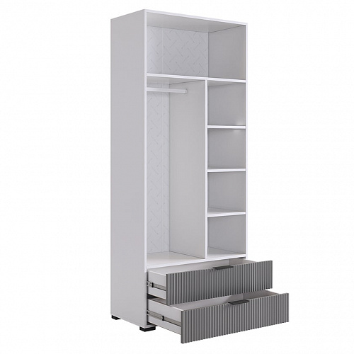 Шкаф двухдверный Зефир 120.01 белое дерево/серый (эмаль)