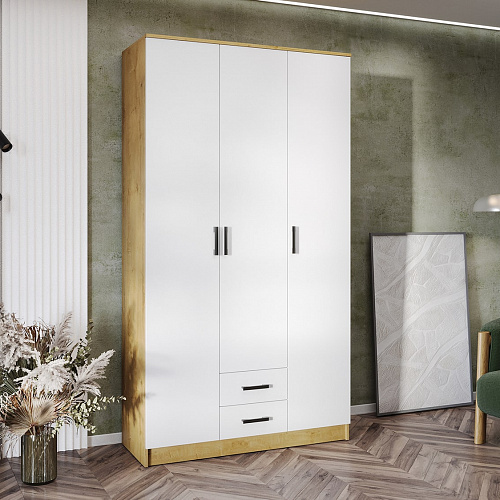 Шкаф Трио без зеркала Дуб Вотан-Белый гладкий