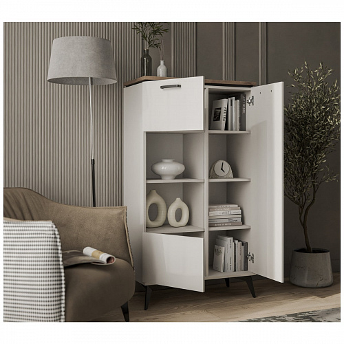 Шкаф с витриной VINATI 1V1D P ПЕРСИДСКИЙ ЖЕМЧУГ/АМАРОК