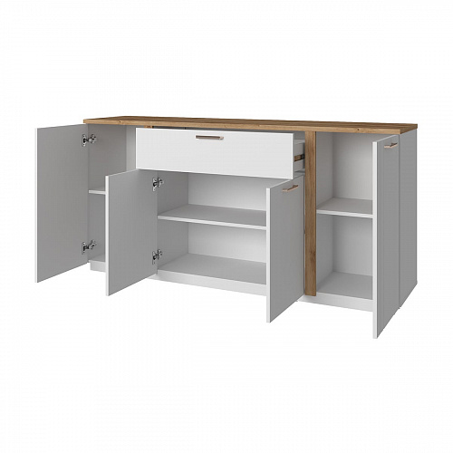 Комод MATEO 4D1S Белый/Дуб наварра