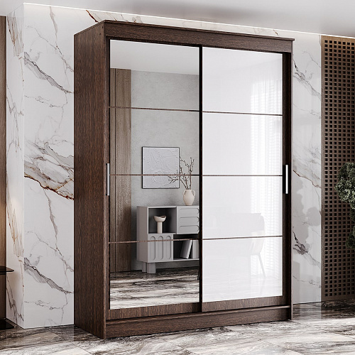 Шкаф-купе ГРАНД 1 1,6 Венге/Зеркало/Лакобель белый