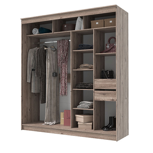 Шкаф-купе ГРАНД 1 2,0 Дуб горный/Лакобель белый