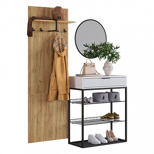 Прихожая К1 дуб крафт золотой/белое дерево