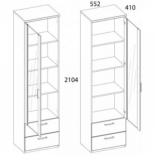Шкаф с витриной DOORSET 1V2S Дуб наварра