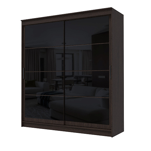 Шкаф-купе ГРАНД 1 2,0 Венге/Лакобель черный