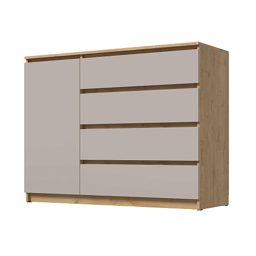 Комод ВЕГА Люкс 1Д-4Я Дуб Вотан/Сатин