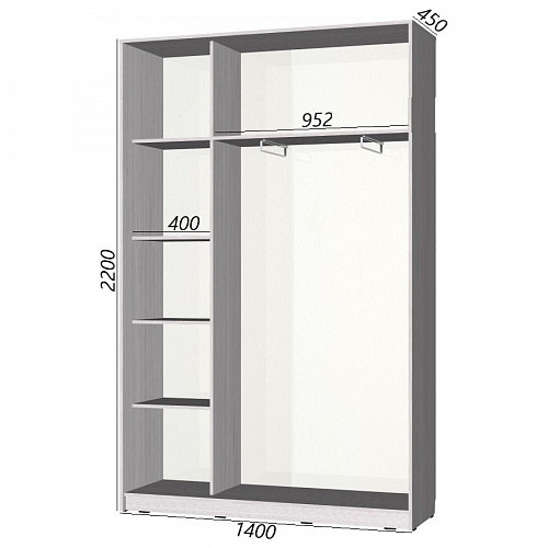 Шкаф-купе Старт 2-дверный без зеркала со вставками 1400 (высота 2200, глубина 450)