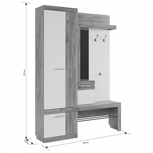 Прихожая Алекс дуб крафт золотой/белое дерево