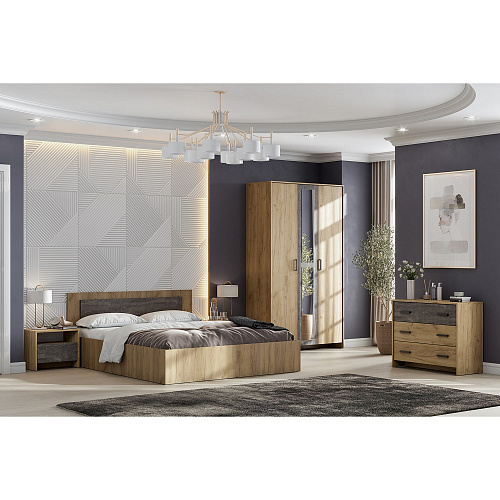 Кровать МСП1 1600х2000 Дуб Золотой/Камень Тёмный