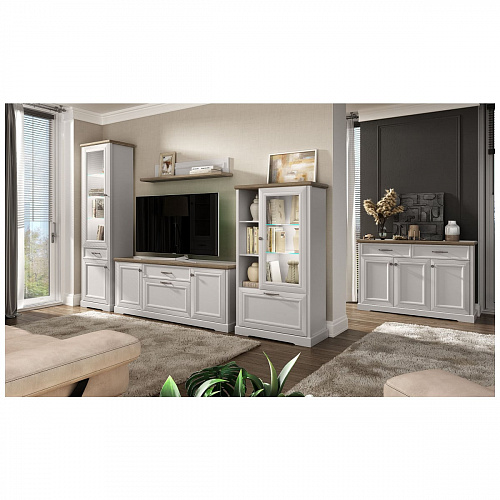 Шкаф с витриной TOSCANA NEW 1V1D1S Персидский жемчуг/Каньон