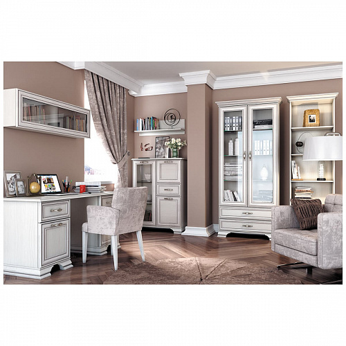 Шкаф с витриной 2V2S TIFFANY Вудлайн кремовый