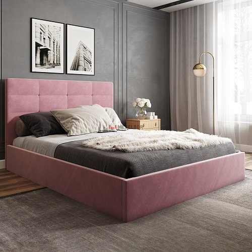 Кровать с подъемным механизмом НК Соната 1400х2000 Розовый (велюр)