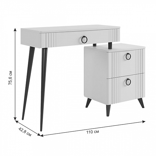 Туалетный столик Ева белое дерево/белый матовый