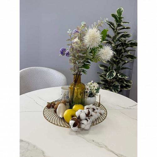 Стол обеденный Kenner R900 белый/керамика мрамор белый