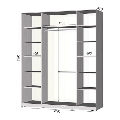 Шкаф-купе Старт 3-дверный без зеркала 2000 (высота 2400, глубина 600)