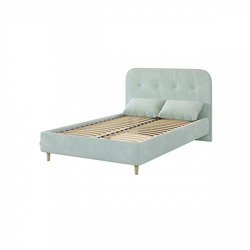 Кровать односпальная Лео 120х200 мята/галька (велюр)