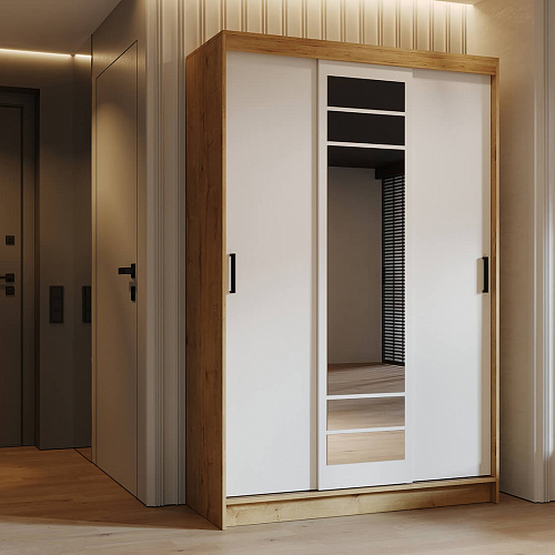 Шкаф-купе БРУНО 3 Дуб Вотан/Белый гладкий