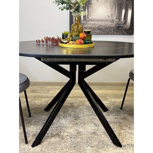 Стол обеденный Kenner DO1200 черный/керамика мрамор черный