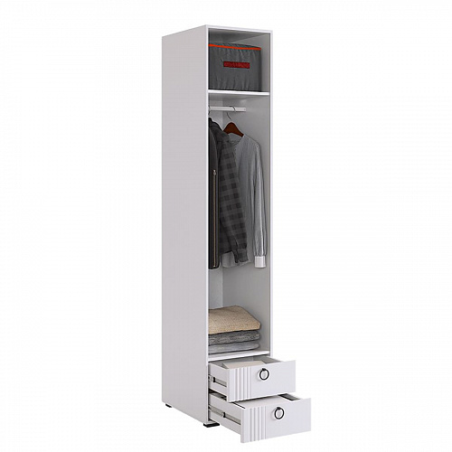 Шкаф однодверный Ева 101.01 белое дерево/белый матовый