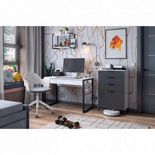 Набор детской мебели Зефир К10 белое дерево/серый (эмаль)/графит