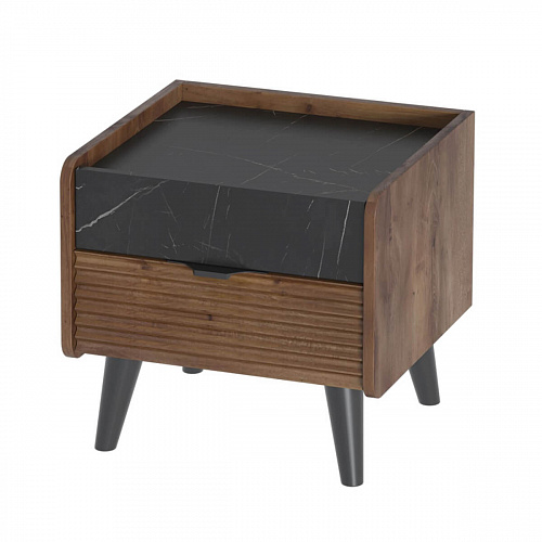 Тумба прикроватная Браун Таксония/Мрамор Неро маркина 854