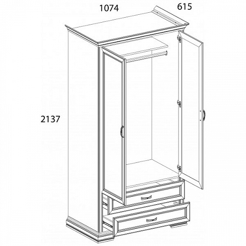 Шкаф 2DG2S MONAKO Сосна винтаж/дуб анкона