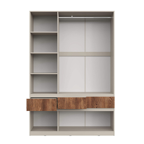 Шкаф НК PIANO 3-х створчатый Кашемир/Каштан