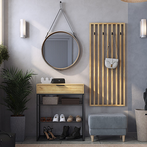 Прихожая Бери К5 дуб крафт золотой/графит (велюр)