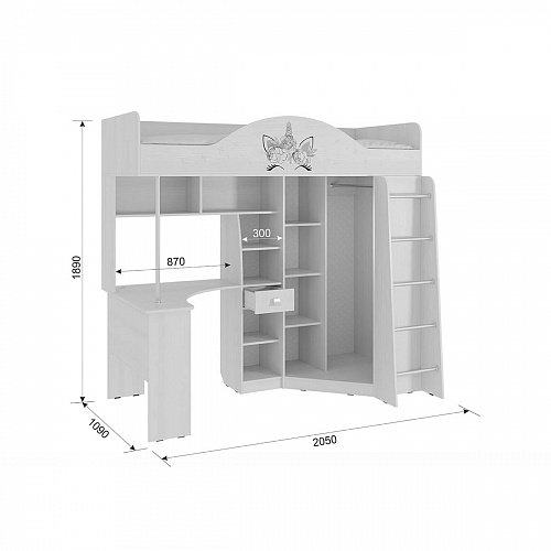 Набор детской мебели Фэнтези 2 белый рамух