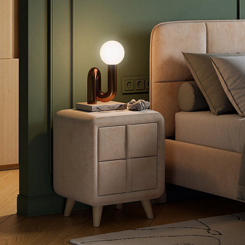 Тумба прикроватная Софи 3 песок алькантара (велюр)
