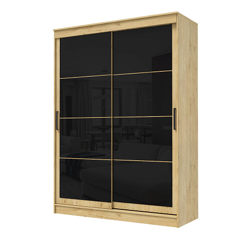 Шкаф-купе ГРАНД 1 1,6 Дуб вотан/Лакобель черный