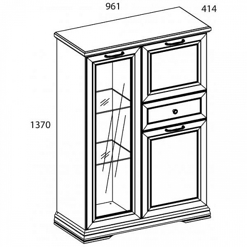 Шкаф с витриной 1V2D1S SEVILLA Белый
